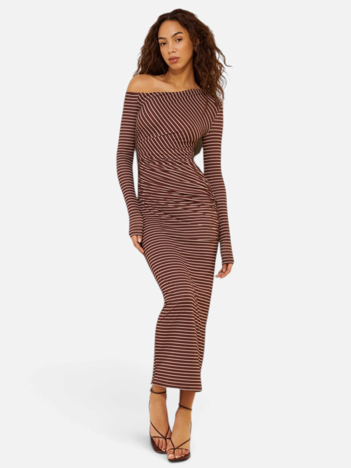 Annamaria Dress Cocoa Ecru Stripe