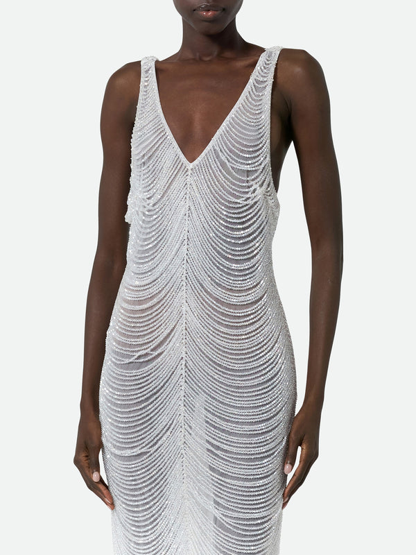 Beaded Dress White 521