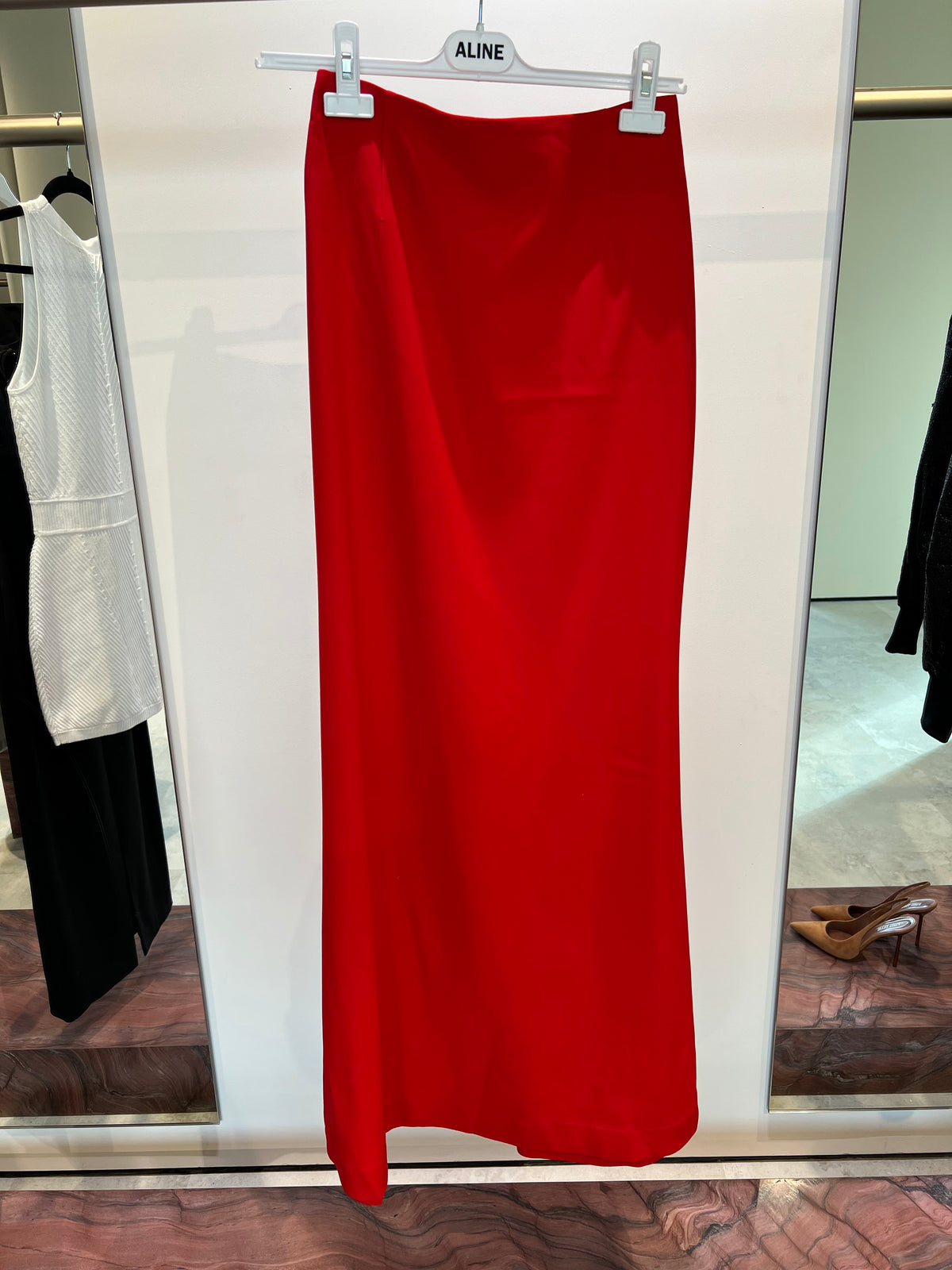 Godet Skirt Red